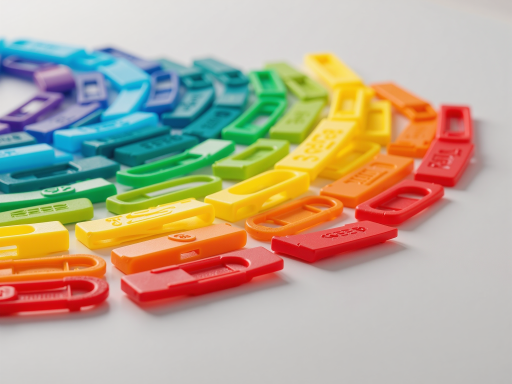 Collection of different USB drives in various colors and sizes, arranged on white background with good lighting